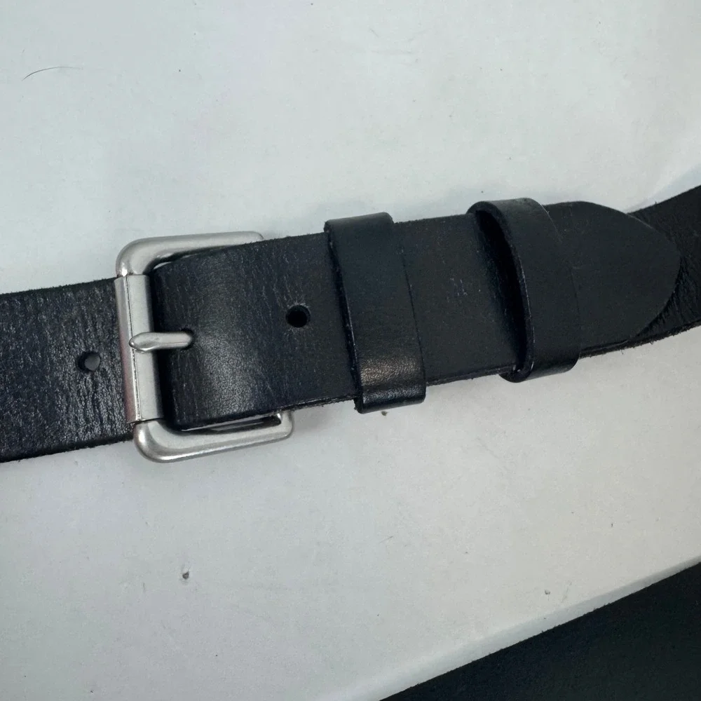 Polo Ralph Lauren Mens Black Leather Belt Silver Buckle Size 38 95 4700560297